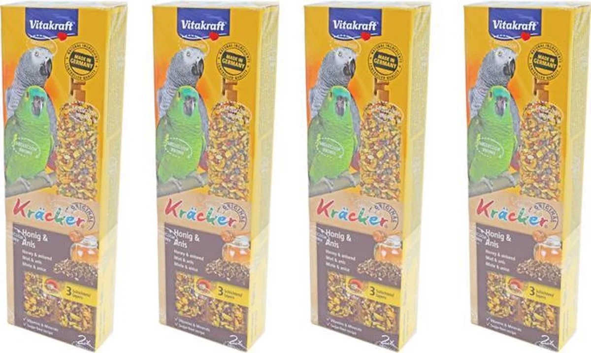 Vogelsnack - honing/anijs kräcker papegaai - 2in1 - per 4 doosjes van Vitakraft – productfoto