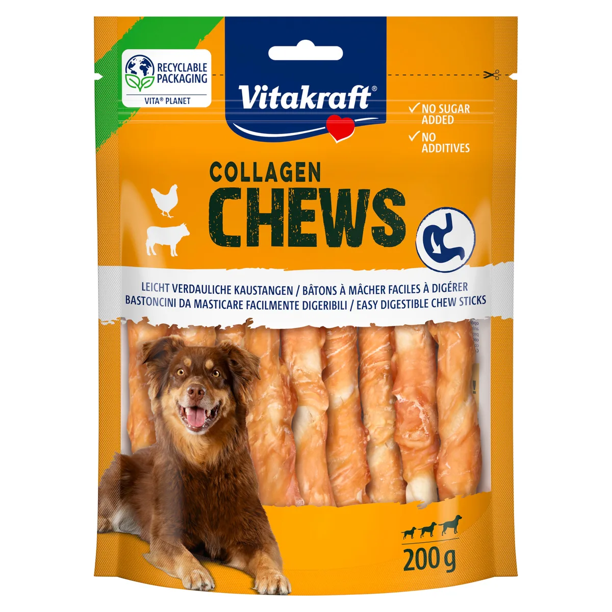 Voordeelpakket: 8x,200g Vitakraft Chews Collagen Stick Kip Hondensnacks de Vitakraft – photo produit