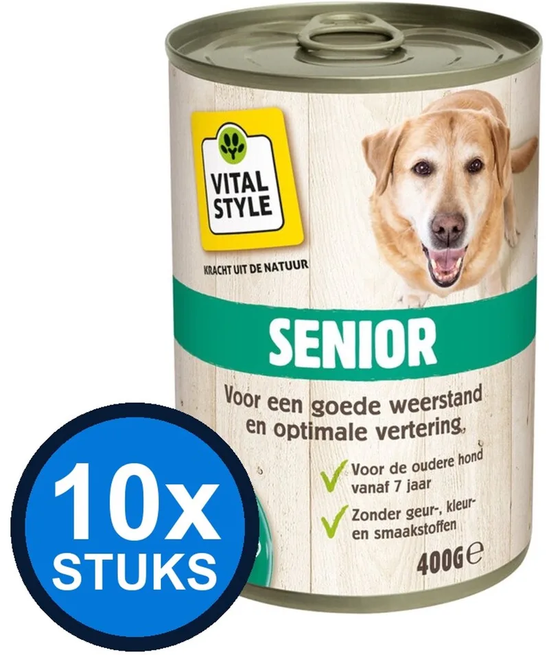 10x VITALstyle Hond Blik Senior - Hondenvoer - 400g by VitalStyle – product photo