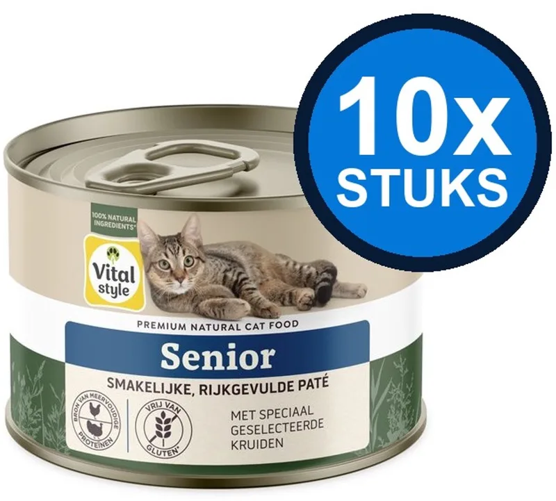 10x VITALstyle Senior - Kattenvoer Natvoer Blik - 200g by VitalStyle – product photo