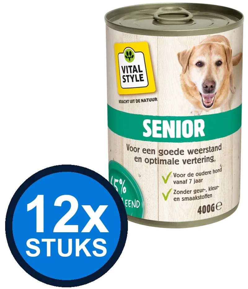 12x VITALstyle Hond Blik Senior - Hondenvoer - 400g de VitalStyle – photo produit