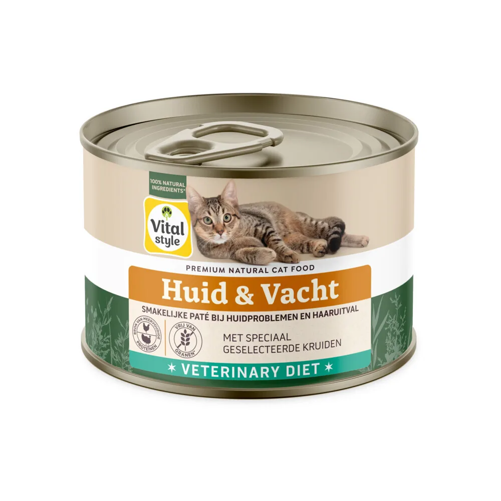 12x Vitalstyle Kattenvoer Blik Huid & Vacht 200 gr by VitalStyle – product photo