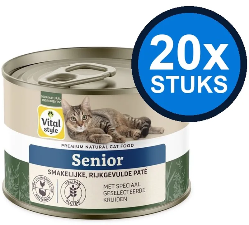 20x VITALstyle Senior - Kattenvoer Natvoer Blik - 200g by VitalStyle – product photo