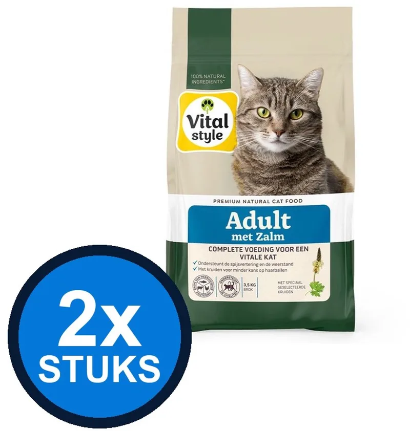 2x VITALstyle Kat Adult Zalm - Kattenvoer - 1,5kg de VitalStyle – photo produit