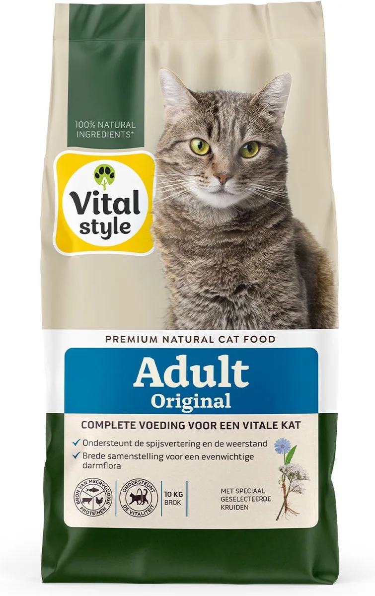 Adult Original - Kattenbrokken - Met Rund - Gevarieerde Voeding Voor Een Levenslustige Kat - Met o.a. Peterselie & Smalle Weegbree - 10 kg de VitalStyle – photo produit