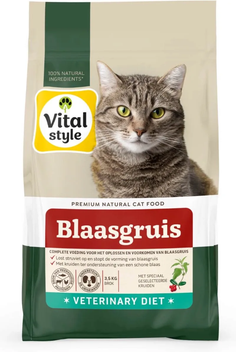 Blaasgruis - Kattenbrokken - Stopt De Vorming Van En Verminderd Aanwezig Struviet - Met o.a. Cranberry & Berkenblad - 3,5 kg by VitalStyle – product photo