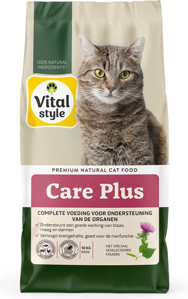 Care Plus - Kattenbrokken - Voor Extra Zorg En Ondersteuning - Met o.a. Berkenblad & Valeriaan - 10 kg by VitalStyle – product photo
