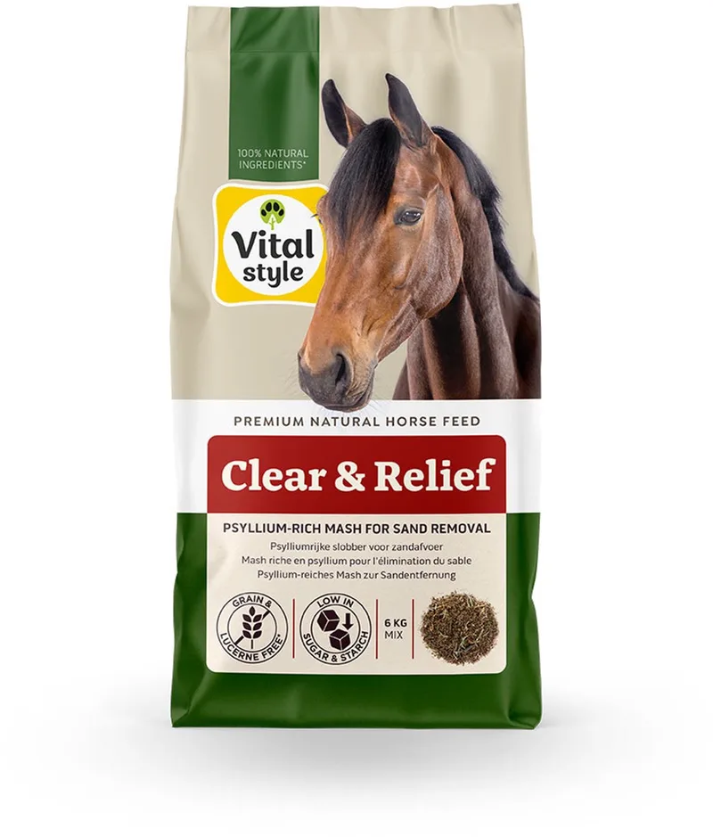 Clear & Relief - Paardenvoer - Slobber - Psylliumrijk - voor Zandafvoer - 6 kg de VitalStyle – photo produit