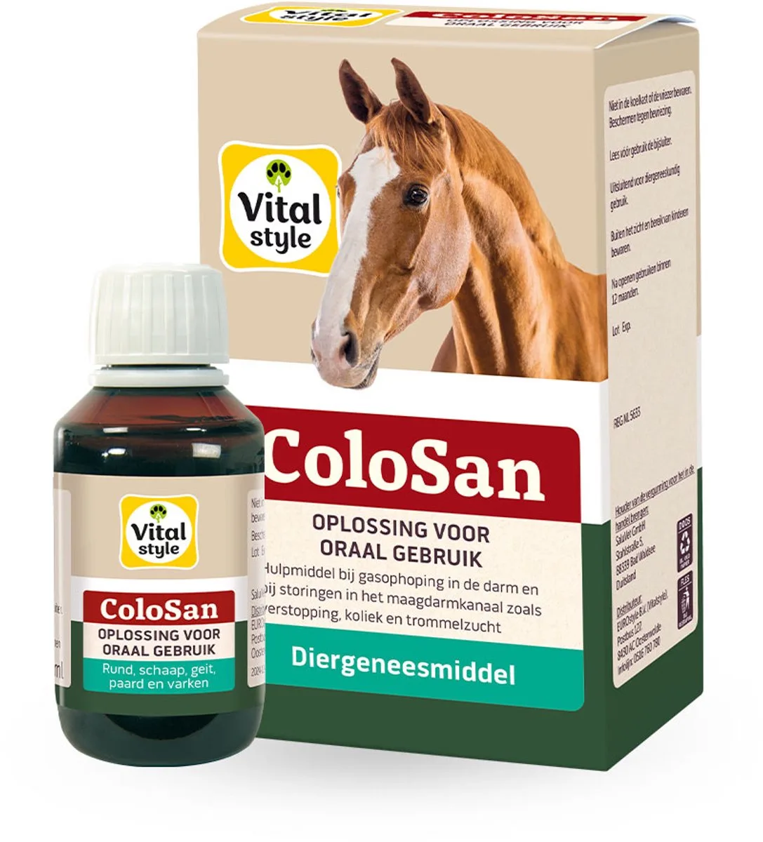 ColoSan - Paard - Eerste Hulp bij Koliek, Gasophoping & Verstopping - 100 ml von VitalStyle – Produktfoto