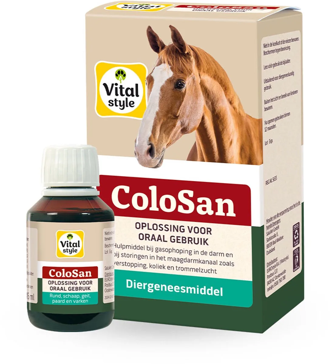 ColoSan - Paard - Eerste Hulp bij Koliek, Gasophoping & Verstopping - 45 ml von VitalStyle – Produktfoto