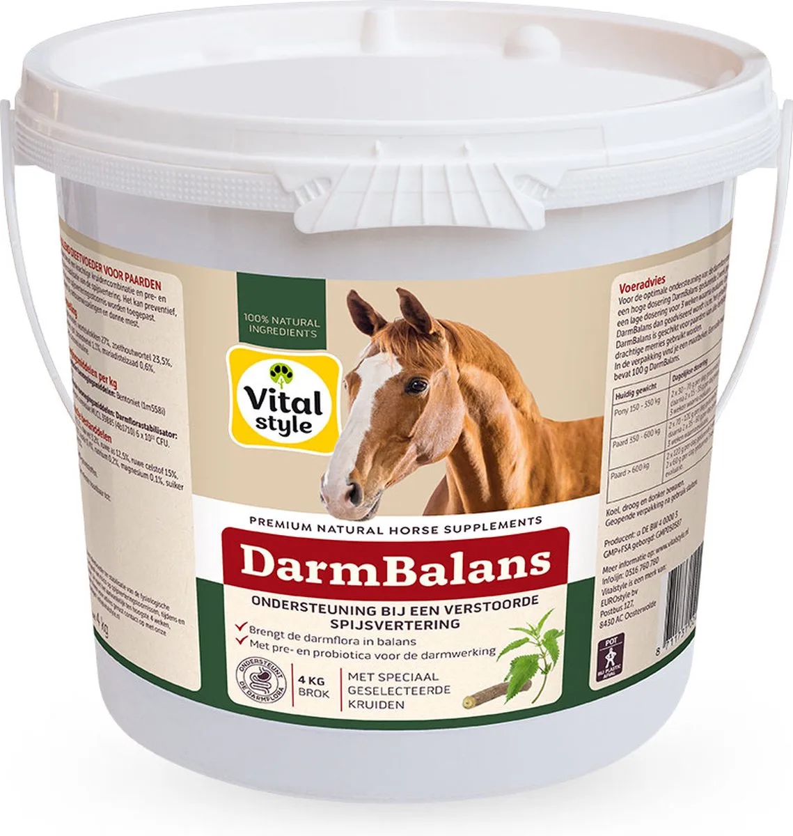 Darmbalans - Paarden Supplement - Voor Een Gezonde Darmfunctie - Met o.a. Zoethoutwortel & Mariadistel - 4 kg de VitalStyle – photo produit