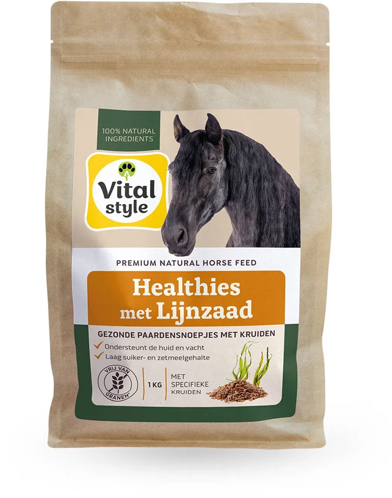 Healthies met Lijnzaad Paardensnoepjes - Beloning Paard - Graanvrij & Laag in Suiker - 1 kg by VitalStyle – product photo