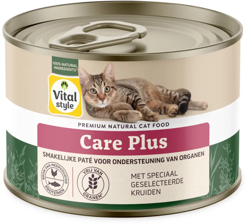 Kattenvoer Blik Care Plus - 12 x 200 gr - Voordeelverpakking von VitalStyle – Produktfoto
