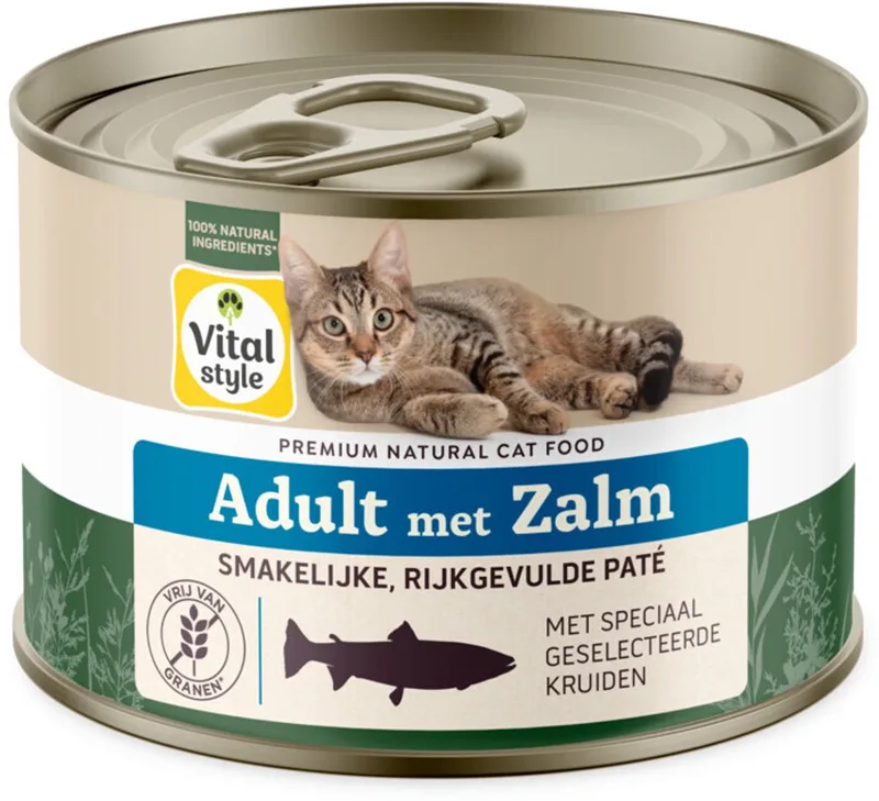 Kattenvoer Blik Care Zalm - 12 x 200 gr - Voordeelverpakking von VitalStyle – Produktfoto