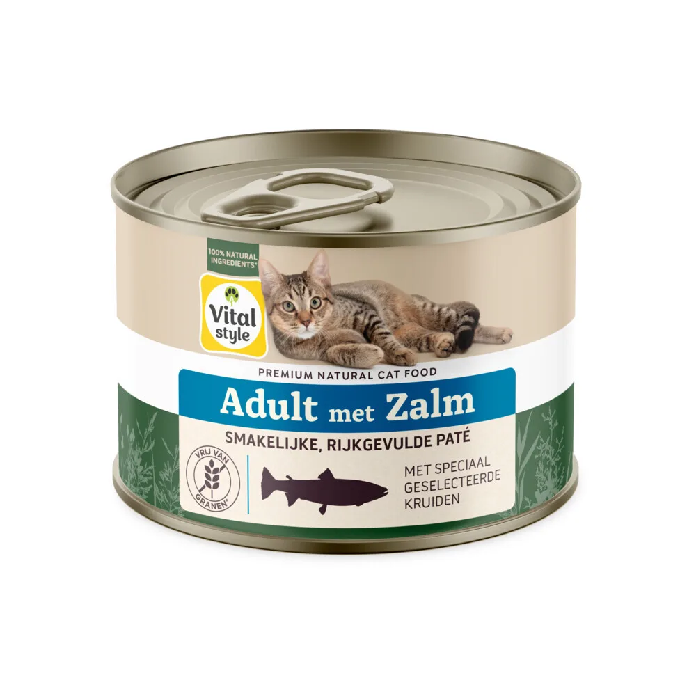 12x Vitalstyle Kattenvoer Blik Care Zalm 200 gr by VitalStyle – product photo