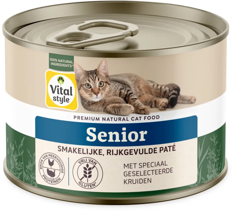Kattenvoer Blik Senior - 12 x 200 gr - Voordeelverpakking by VitalStyle – product photo