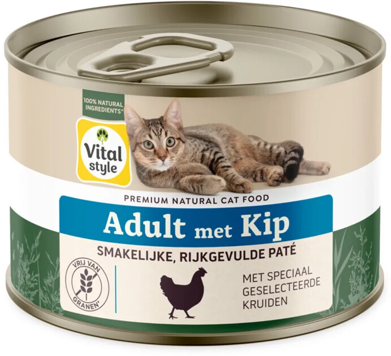 Kattenvoer Nat Blik Care Kip - 12 x 200 gr - Voordeelverpakking von VitalStyle – Produktfoto