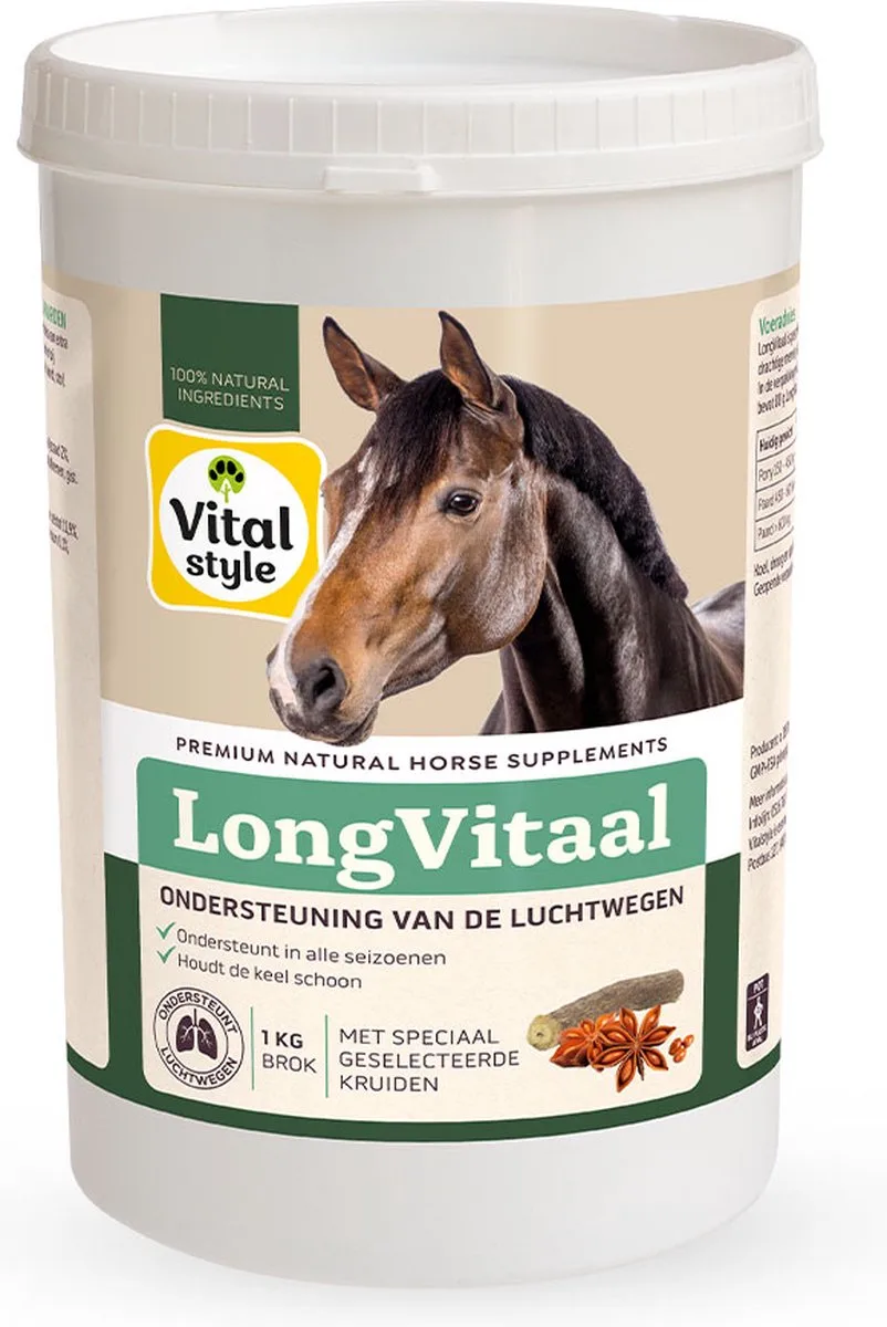 Longvitaal - Paarden Supplement - Ondersteunt Luchtwegen Bij Seizoensgebonden Omstandigheden - Met o.a.Fenegriek & Anijszaad - 1 kg de VitalStyle – photo produit