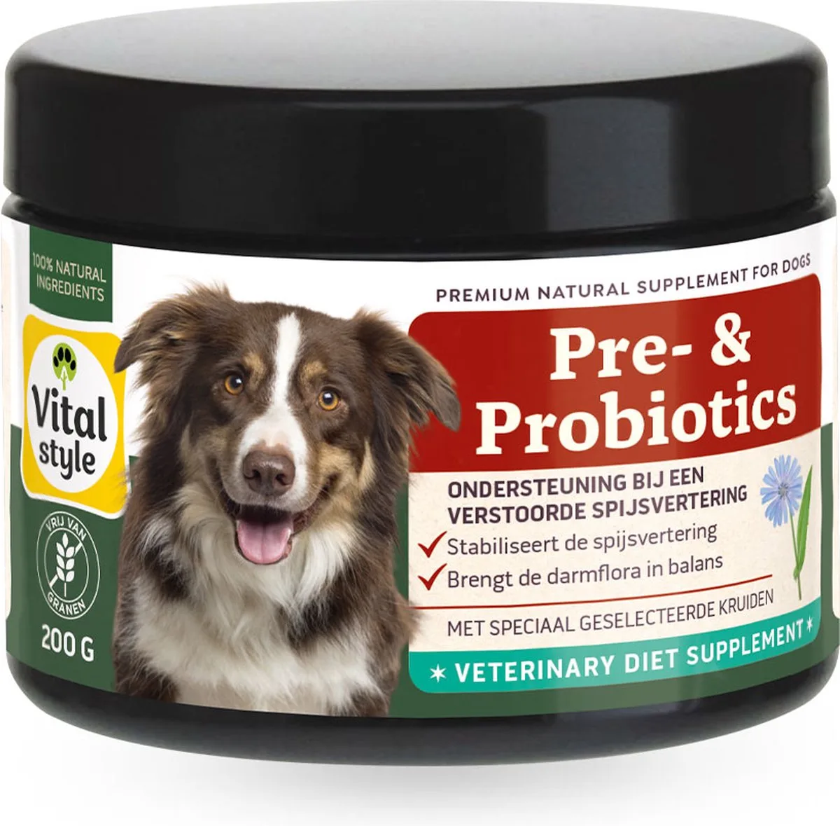 Pre- & Probiotics - Honden Supplementen - Darmflora In Balans - Met Prebiotica & Probiotica - Poeder - 200 g de VitalStyle – photo produit