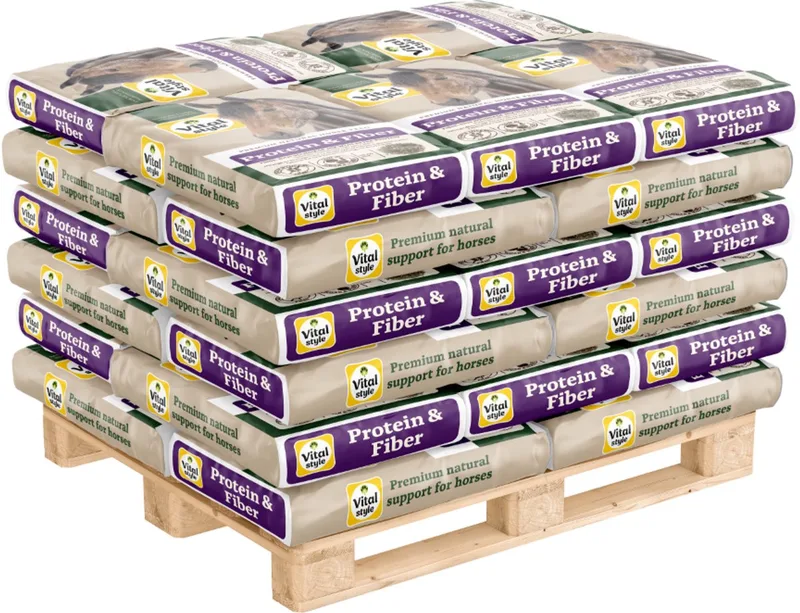 RuwvoerMix Protein & Fiber - Paardenvoer - Ruwvoer met Extra Eiwit -Vezelrijk - 24 x 15kg de VitalStyle – photo produit