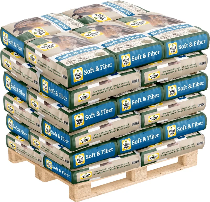 RuwvoerMix Soft & Fiber - Paardenvoer - Graan- & Glutenvrij - Stimuleert kauwen En Ondersteunt De Spijsvertering - Pallet - 24 x 15 kg de VitalStyle – photo produit