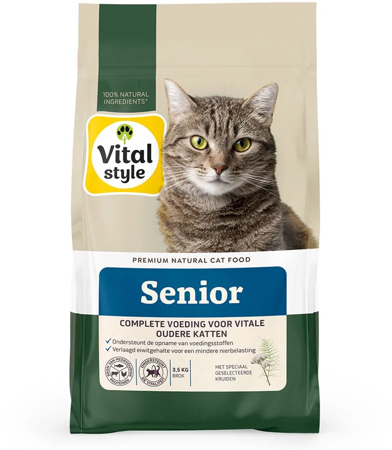 Senior - Kattenbrokken - Extra Ondersteuning Voor De Oudere Kat - Met o.a. Brandnetel & Zoethoutwortel - 3,5 kg von VitalStyle – Produktfoto