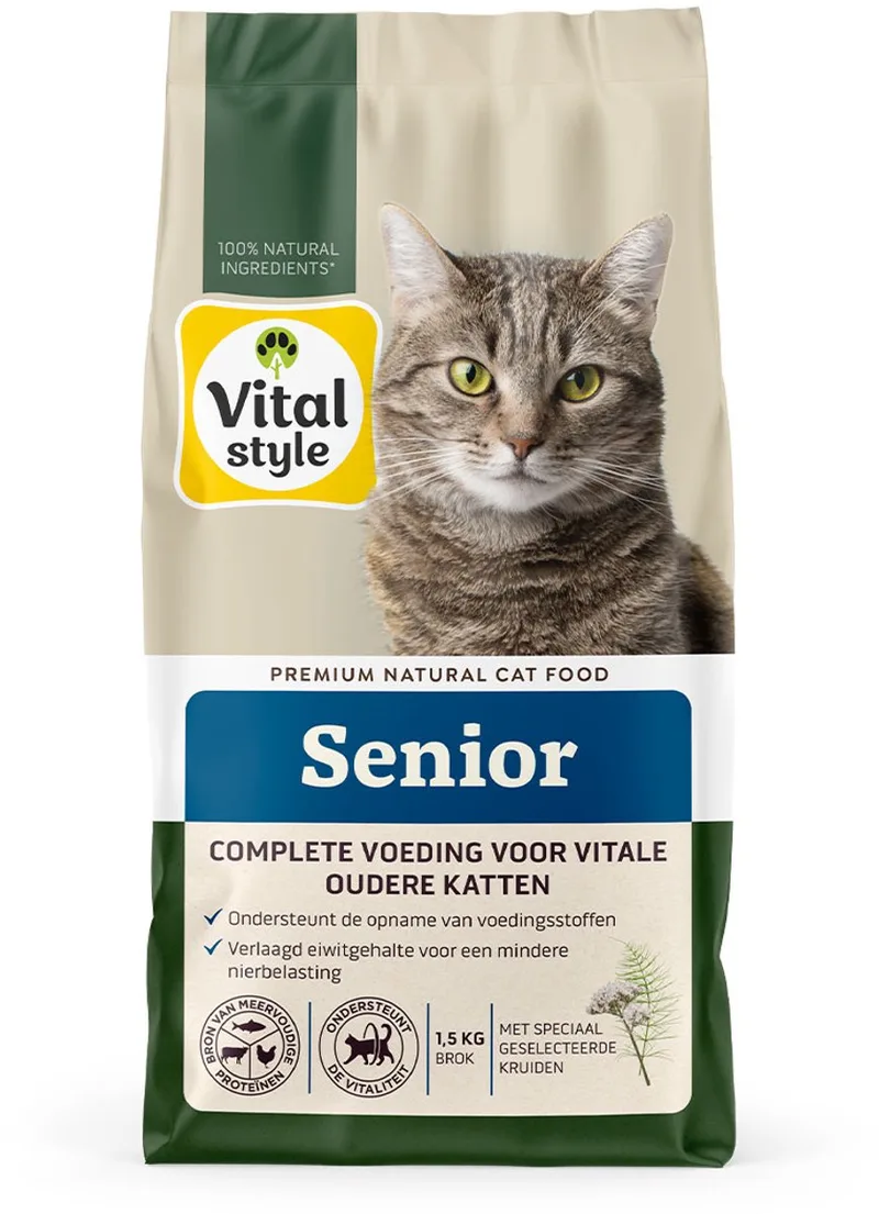 Senior - Kattenbrokken - Extra Ondersteuning Voor De Oudere Kat - Met o.a. Brandnetel & Zoethoutwortel - 1,5 kg von VitalStyle – Produktfoto