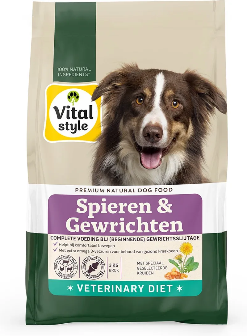Spieren & Gewrichten - Hondenbrokken - Voor Het Behoud Van Een Goede Mobiliteit - Met o.a. Zalmolie & Glucosamine - 3 kg de VitalStyle – photo produit