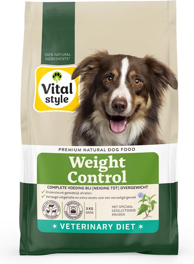 Weight Control - Hondenbrokken - Dieetvoer Voor Geleidelijk Gewichtsverlies - tegen Overgewicht- 3 kg de VitalStyle – photo produit