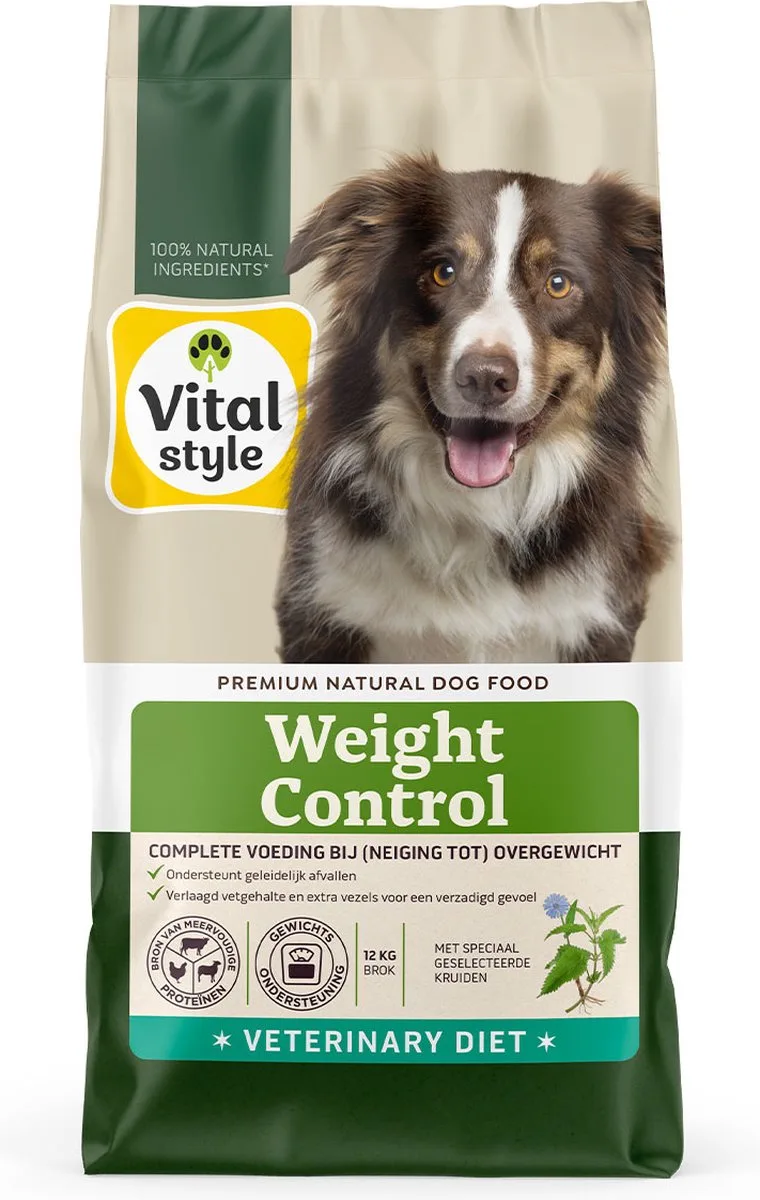 Weight Control - Hondenbrokken - Dieetvoer Voor Geleidelijk Gewichtsverlies - tegen Overgewicht - 12 kg de VitalStyle – photo produit