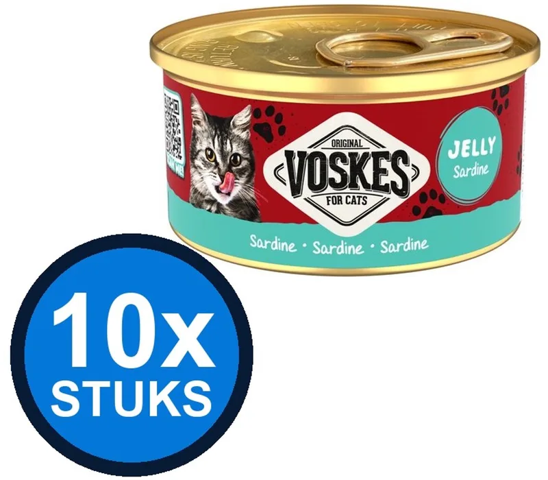 10x Voskes Gelei Sardine - Kattenvoer - Blik 85g de Voskes – photo produit