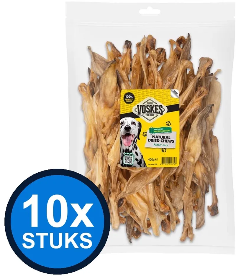 10x Voskes Konijnenoren - Hondensnack - 400g von Voskes – Produktfoto