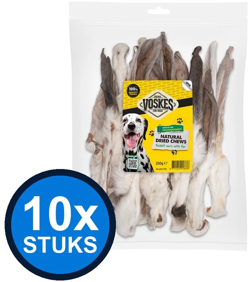 10x Voskes Konijnenoren met Vacht - Hondensnack - 200g von Voskes – Produktfoto