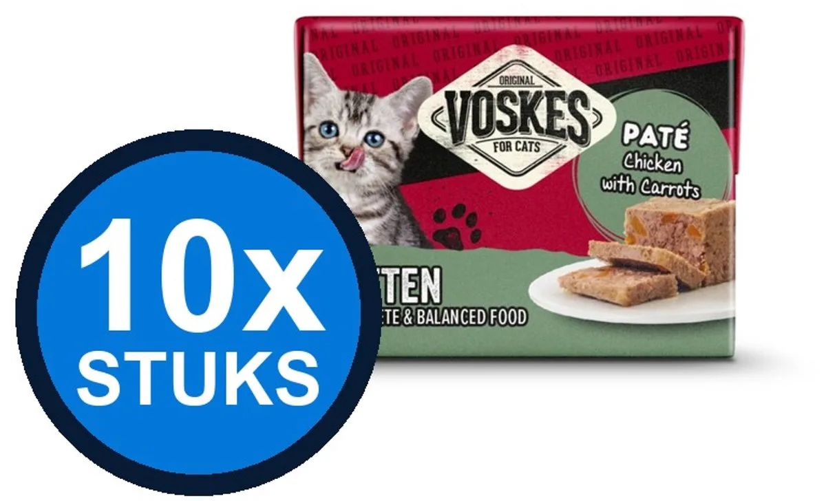 10x Voskes paté kitten kip&wortelen 8x95gr från Voskes – produktbild