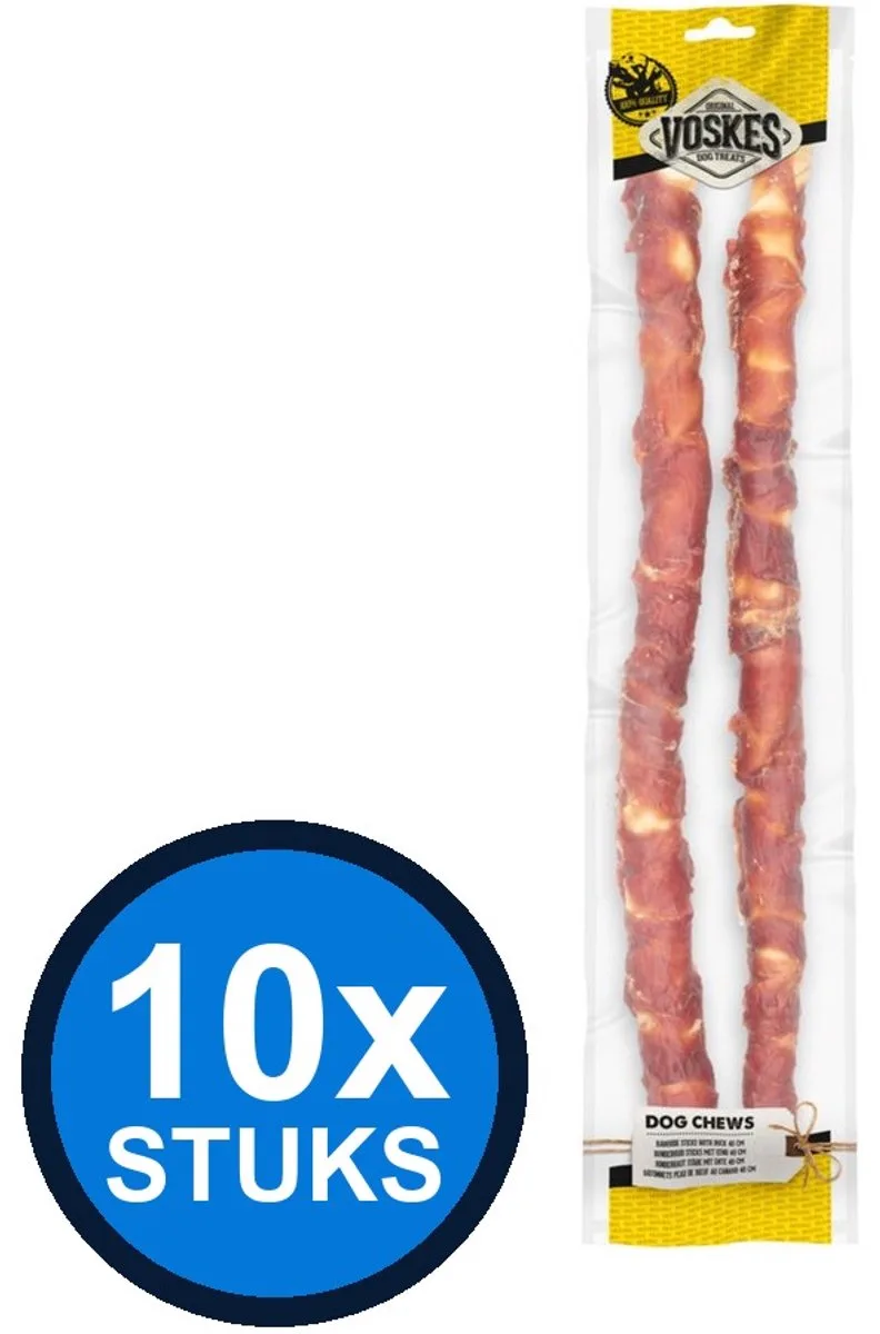 10x Voskes Runderhuid Sticks Rund & Kip - Hondensnack - 400g by Voskes – product photo