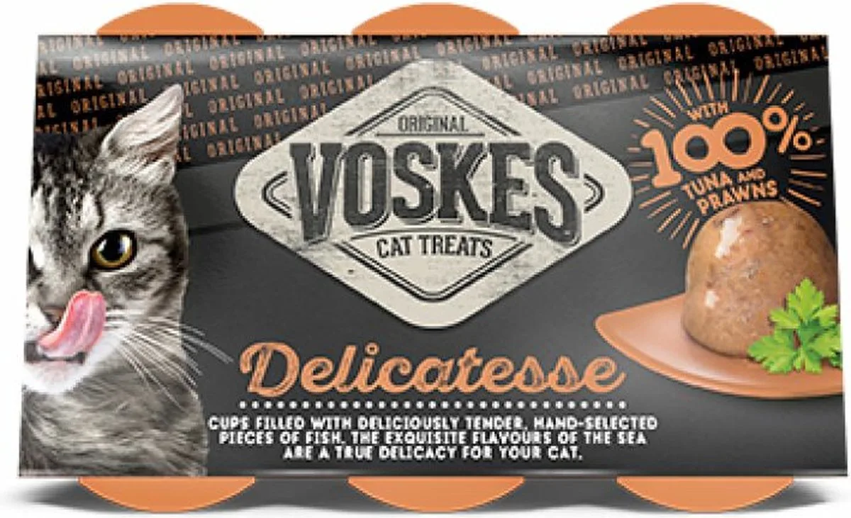 12x Voskes Tender Pieces Tonijn - Garnalen 6 x 25 gr de Voskes – photo produit