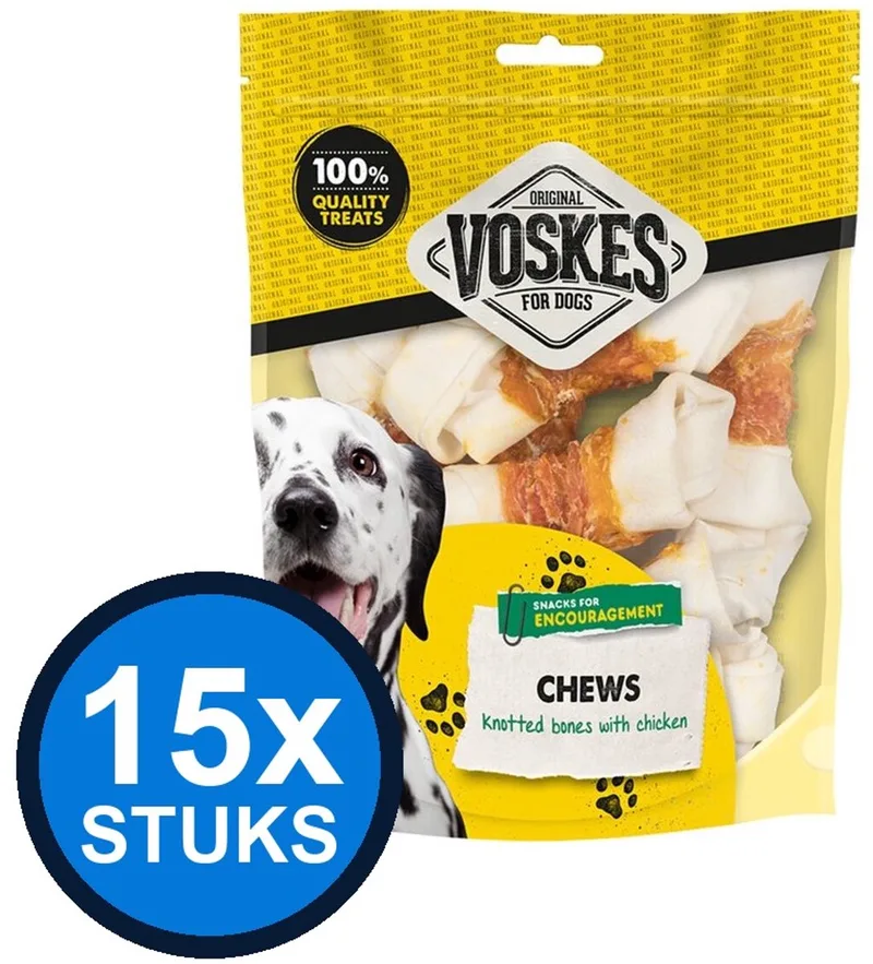 15x Voskes Blanke Kauwkluiven Mix met Kip - Hondensnack von Voskes – Produktfoto