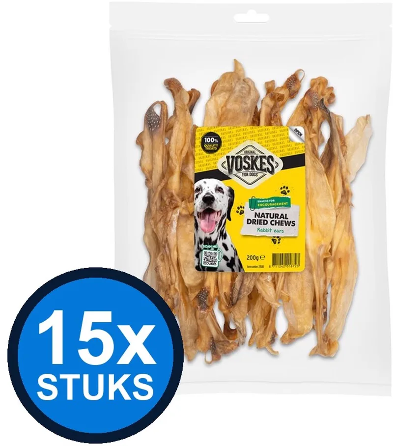 15x Voskes Konijnenoren - Hondensnack - 200g von Voskes – Produktfoto