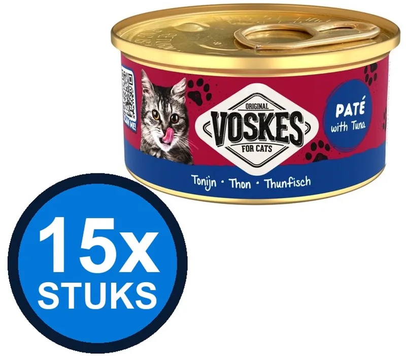 15x Voskes Pate Tonijn - Kattenvoer - Blik 85g von Voskes – Produktfoto