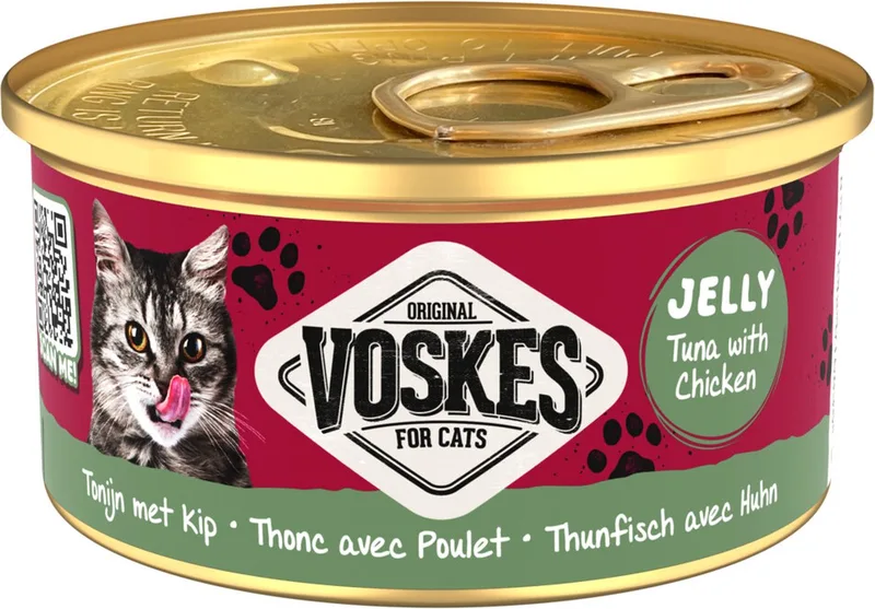 24x Voskes Kattenvoer Nat Gelei Tonijn & Kip 85 gr von Voskes – Produktfoto