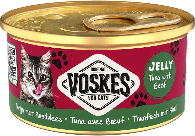 24x Voskes Kattenvoer Nat Gelei Tonijn & Rundvlees 85 gr de Voskes – photo produit