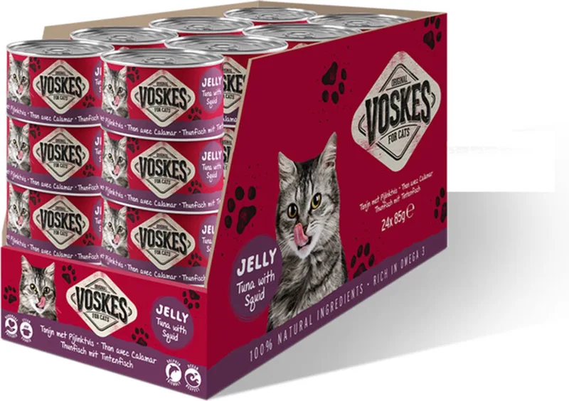 24x Voskes Kattenvoer Nat Tonijn met Pijlinktvis 85 gr by Voskes – product photo