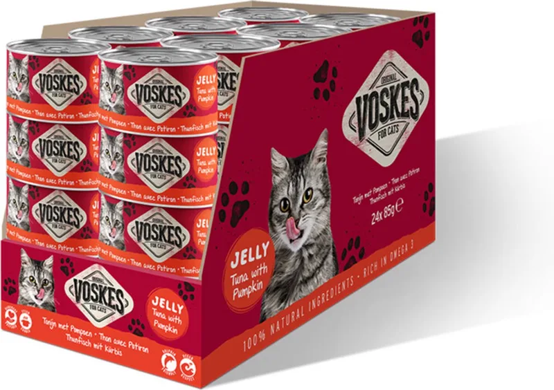 24x Voskes Kattenvoer Nat Tonijn met Pompoen 85 gr de Voskes – photo produit