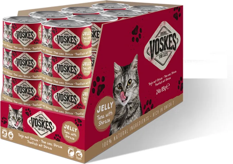 24x Voskes Kattenvoer Nat Tonijn met Shirasu 85 gr von Voskes – Produktfoto