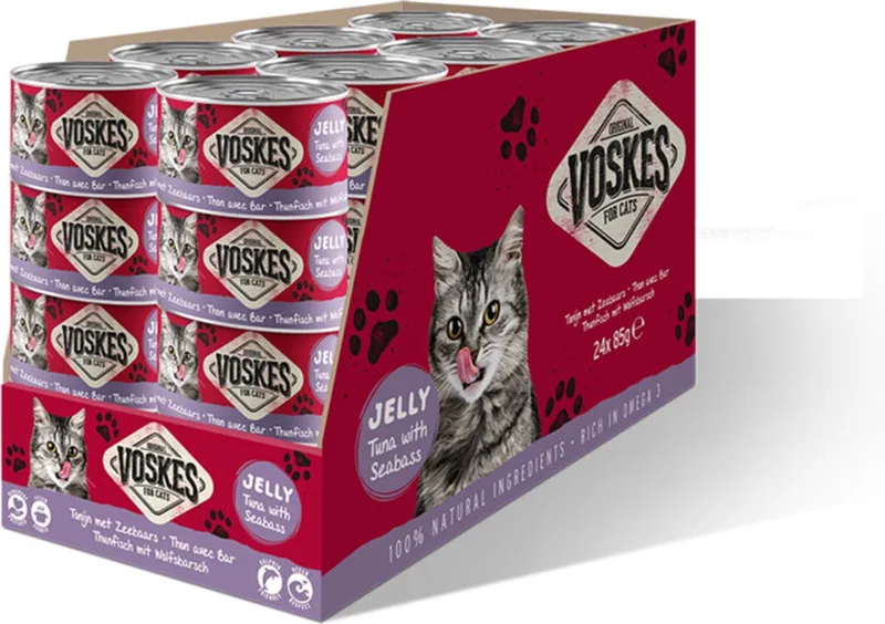 24x Voskes Kattenvoer Nat Tonijn met Zeebaars 85 gr von Voskes – Produktfoto