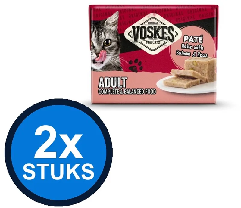 2x Voskes Pate Heek Zalm & Erwten - Kattenvoer - 85g fra Voskes – produktbillede