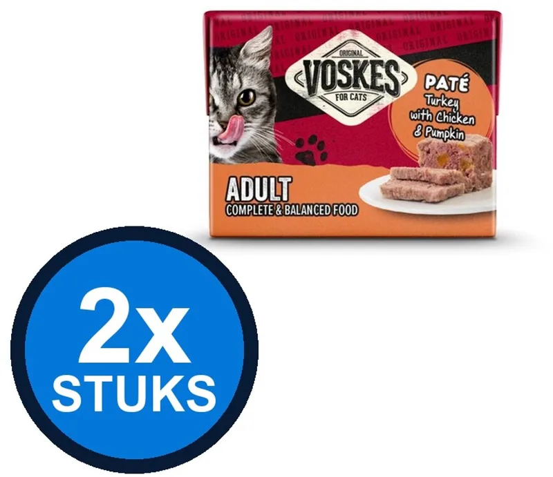 2x Voskes Pate Kalkoen Kip & Pompoen - Kattenvoer - 85g von Voskes – Produktfoto