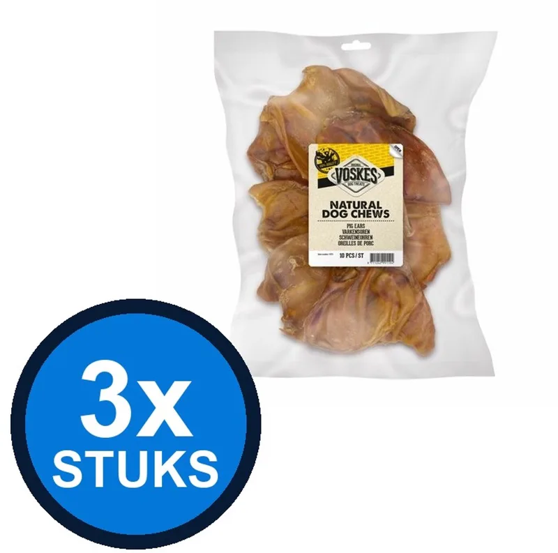 3x Voskes Varkensoren - Hondensnack - 8 stuks de Voskes – photo produit