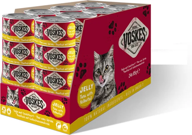 48x Voskes Kattenvoer Nat Tonijn met Geelstaart 85 gr