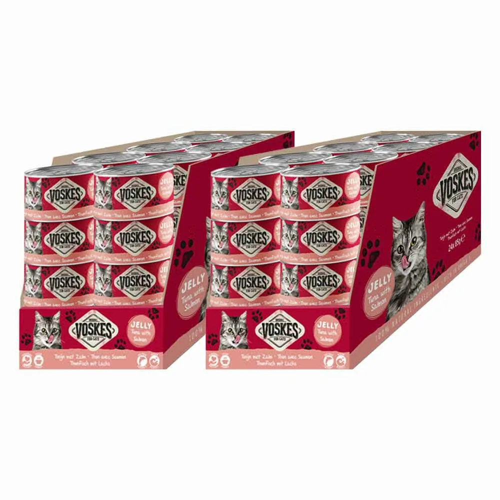 48x Voskes Kattenvoer Nat Tonijn met Zalm 85 gr fra Voskes – produktbillede